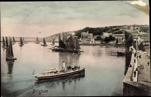 Ak Brixham England South West, Hafenpartie, Teilansicht