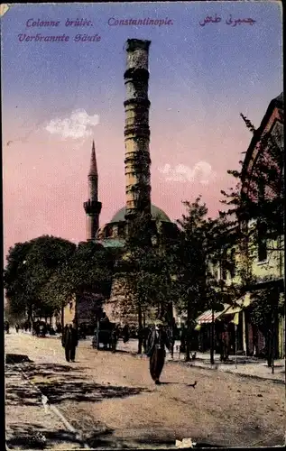 Ak Konstantinopel Istanbul Türkei, verbrannte Säule