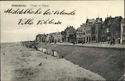 Ak Middelkerke Westflandern, Plage et Digue