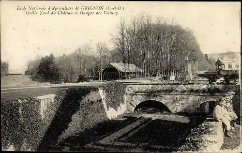 Ak Thiverval Grignon Yvelines, Grille Nord du Château et Hangar, École Nationale d'Agriculture