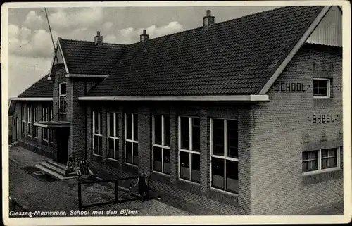 Ak Giessen-Nieuwkerk Südholland Niederlande, School met den Bijbel