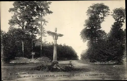 Ak Baugé Maine et Loire, Fôret de Chandelais, Le Carrefour de la Cotonne