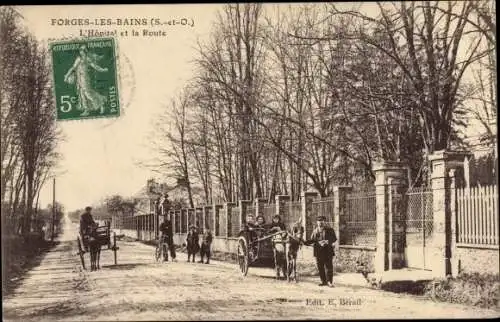 Ak Forges les Bains Essonne, L'Hopital et la Route