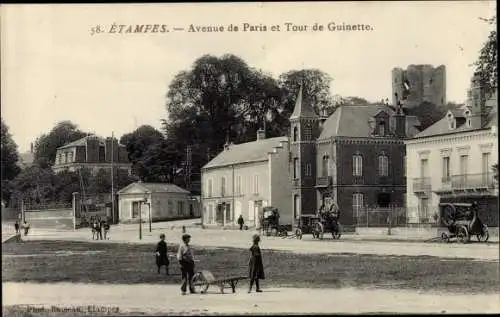Ak Etampes Essonne, Avenue de Paris et Tour de Guinette
