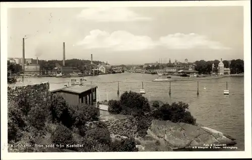 Ak Karlshamn in Schweden Stan sedd fran Kastellet