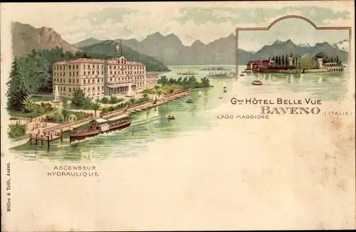 Litho Baveno Piemont, Grand Hotel Bellevue, Lago Maggiore