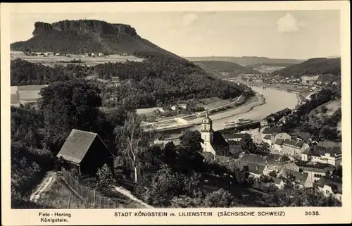 Ak Königstein an der Elbe Sächsische Schweiz, Panorama, Lilienstein