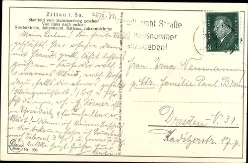 Ak Zittau in Sachsen, Panorama vom Kummersberg