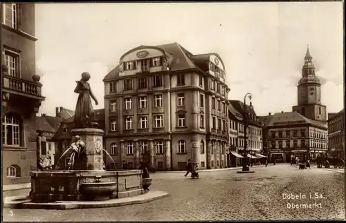 Ak Döbeln Sachsen, Obermarkt, Brunnen