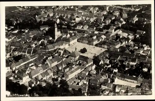 Ak Bischofswerda in Sachsen, Fliegeraufnahme der Stadt