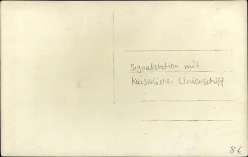 Foto Ak Deutsches Kriegsschiff, Linienschiff, Signalstation, Kaiserliche Marine