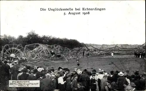 Ak Leinfelden-Echterdingen Baden Württemberg, LZ 4 Katastrophe, Luftschiff, Zeppelin