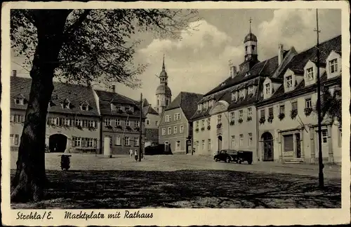 Ak Strehla an der Elbe Sachsen, Marktplatz mit Rathaus