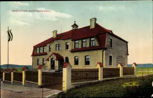 Ak Spitzkunnersdorf Leutersdorf Oberlausitz, Kirchschule