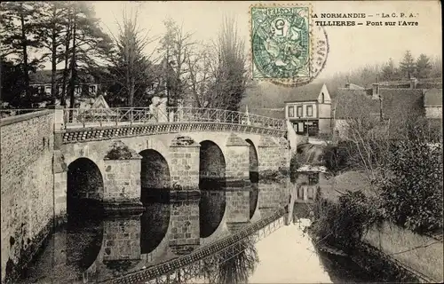 Ak Tillières sur Avre Eure, Pont sur l´Avre