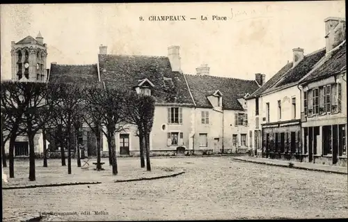 Ak Champeaux Seine et Marne, La Place