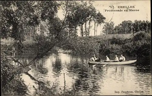 Ak Chelles Seine et Marne, Promenade en Canoe