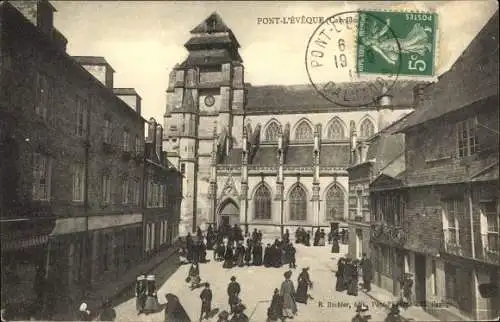 Ak Pont l'Évêque Calvados, Kirche, Platz