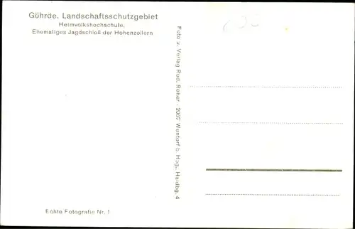 Ak Göhrde in Niedersachsen, Heimvolkshochschule, ehemaliges Jagdschloss der Hohenzollern