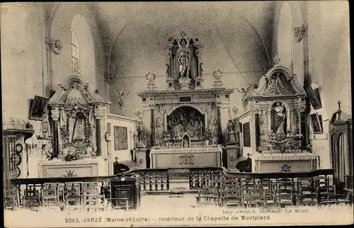 Ak Jarzé Maine et Loire, Intérieur de la Chapelle de Montplacé