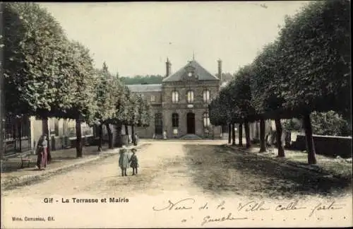 Ak Gif Essonne, La Terrasse et Mairie