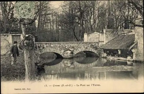 Ak Crosne Essonne, Le Pont sur l'Yerres