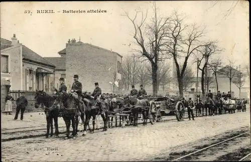 Ak Rueil Hauts-de-Seine, Batteries attelees, Kutschen