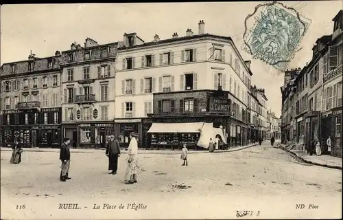 Ak Rueil Hauts-de-Seine, La Place de l'Eglise