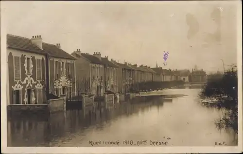 Ak Rueil Hauts-de-Seine, Inonde 1910, Avenue Deesse