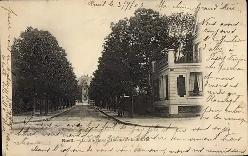 Ak Rueil Hauts-de-Seine, La Mairie et l'Avenue de la Mairie