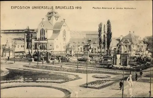 Ak Bruxelles Brüssel, Exposition Universelle 1910, Pavillon Allemand, Jardin Hollandais
