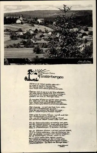 Ak Finsterbergen Friedrichroda im Thüringer Wald, Panorama, Gedicht Clara Mehwald