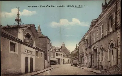 Ak Loué Sarthe, Rue Houdebert et Salle des Fêtes