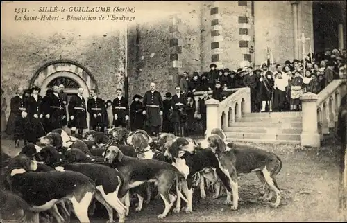 Ak Sillé-le-Guillaume Sarthe, Le Saint Hubert, Bénédiction de l'Equipage