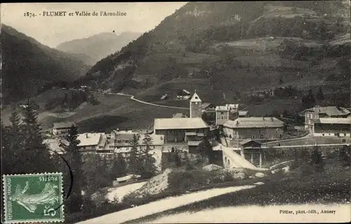 Ak Flumet Savoie, Panorama, Vallee de l'Arondine