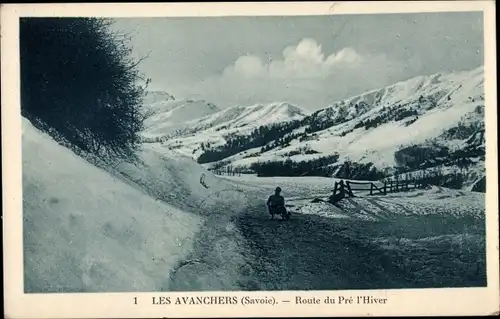 Ak Les Avanchers Valmorel Savoie, Route du Pre l'Hiver