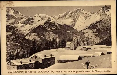 Ak Le Charmaix Savoie, au fond, le fort, de Sappey, Massif de Chaviere