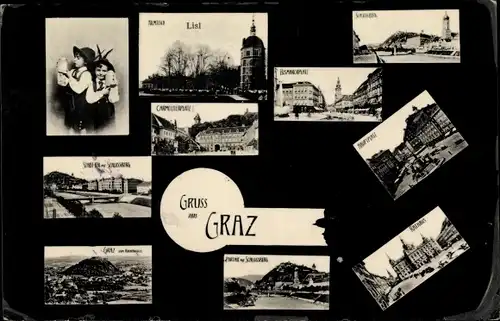 Ak Graz Steiermark, Carmeliterplatz, Bismarckplatz, Hauptplatz, Rathaus