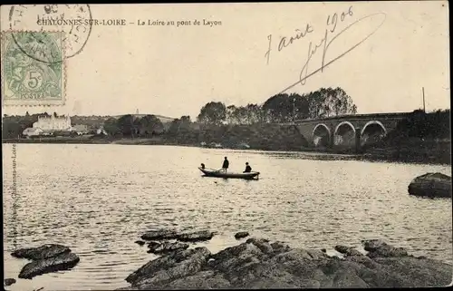 Ak Chalonnes Maine et Loire, La Loire au pont de Layon