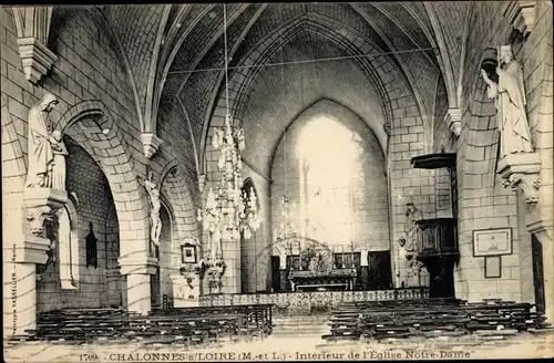 Ak Chalonnes Maine et Loire, Intérieur de l'Église Notre Dame