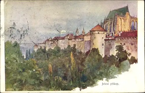 Künstler Ak Jelení příkop Pražský hrad, Schloss