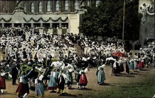 Ak Huldigungsfestzug 1908, Gruppe Oberösterreich, goldene Bauernhochzeit