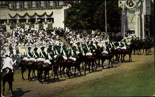 Ak Huldigungsfestzug 1908, Truppen aus der Zeit des siebenjährigen Krieges