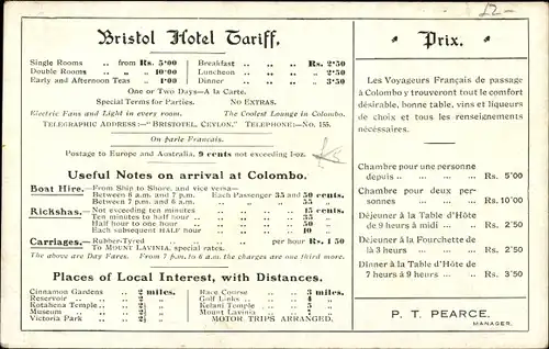 Ak Colombo Ceylon Sri Lanka, Bristol Hotel