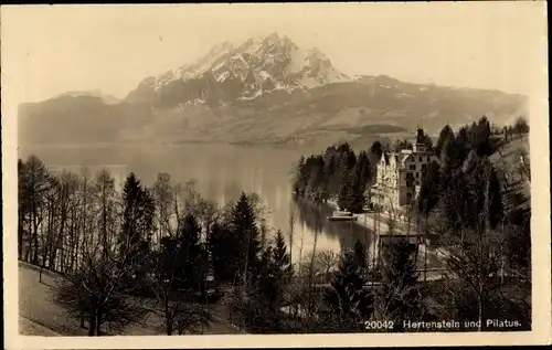 Ak Kanton Luzern Schweiz, Pilatus und Hertenstein