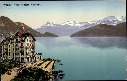 Ak Weggis Kanton Luzern, Hotel Pension National