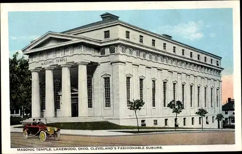 Ak Lakewood Ohio USA, Masonic Temple, Cleveland's Fashionable Suburb
