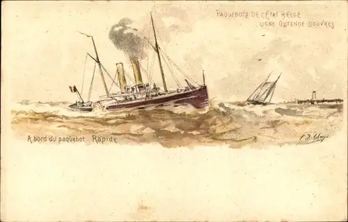 Ganzsachen Litho Fährschiff Rapide, Linie Ostende Dover