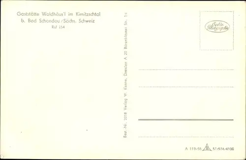 Ak Kirnitzschtal Bad Schandau Sächsische Schweiz, Gaststätte Waldhäus'l