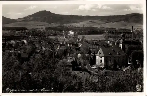 Ak Großschönau in Sachsen, Teilansicht mit Lausche, Kirche